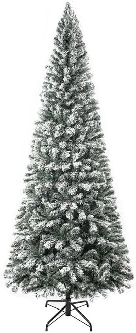 Naomi Home Artificial Christmas Tree with Lights, Prelit Christmas Tree, Christmas Tree with Lights, Pine Christmas Trees, Hinged White Christmas Trees with - Tips - Green 6.5 ft/Frosted