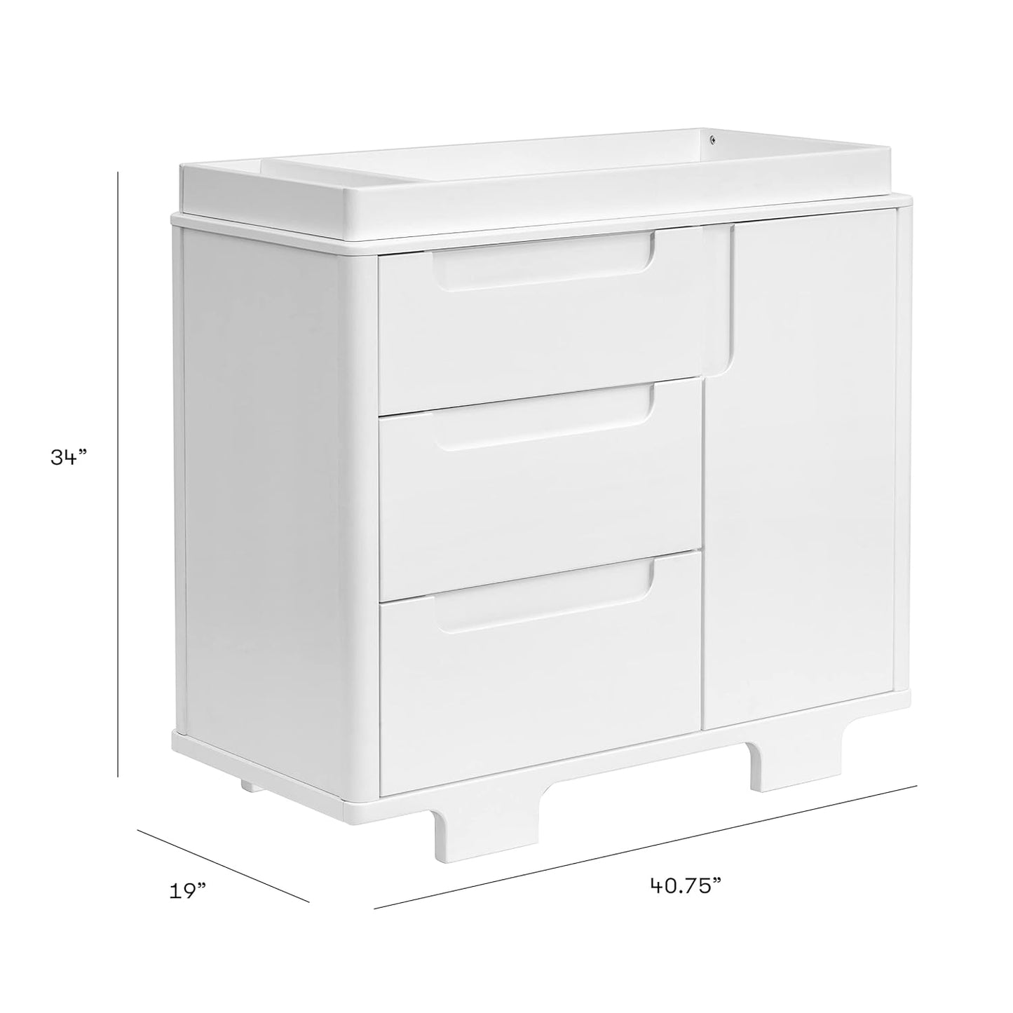 Babyletto Yuzu 3-Drawer Dresser in White, Greenguard Gold Certified