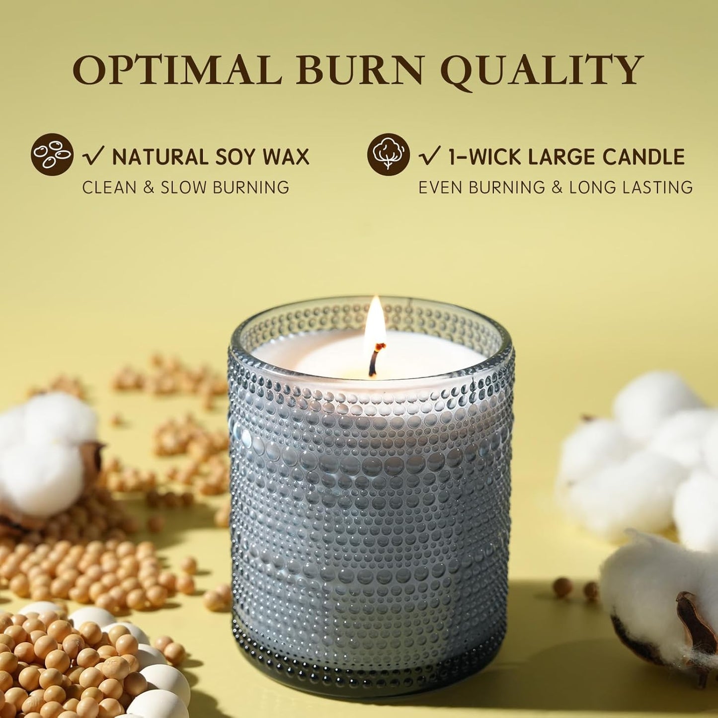 Mid Summer's Night Scented Candle with Lid, 60+ Hours Jar Candle Aromatherapy Candle for Home, Soy Wax Cotton Fiber Wicks, Giftable