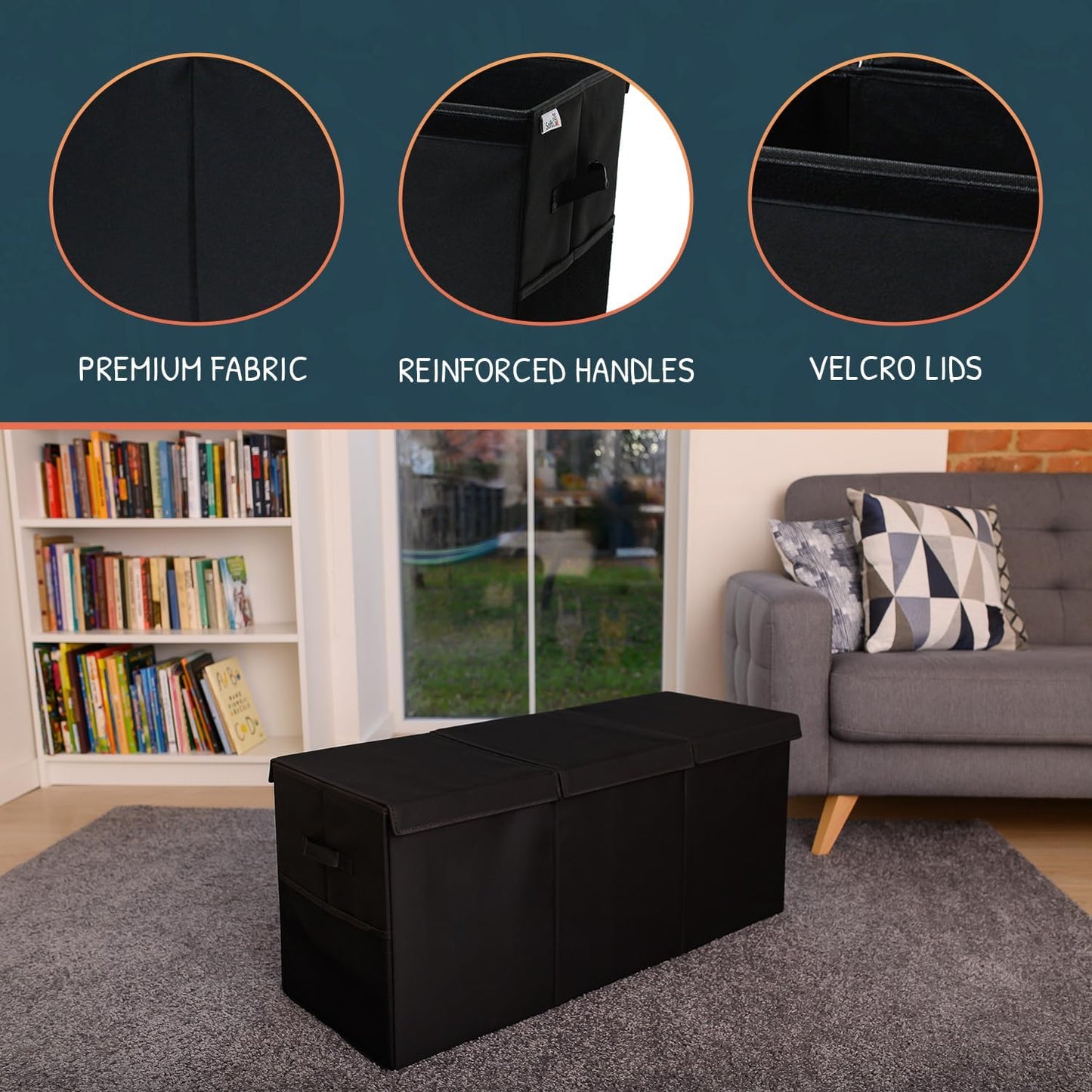 Extra Large Toy Storage Organizer with Lid - Sturdy, Collapsible Toy Chest Storage Box Design - Toys Bin with Dividers for Kids, Nursery, Bedroom, Playroom 37"x16"x14"