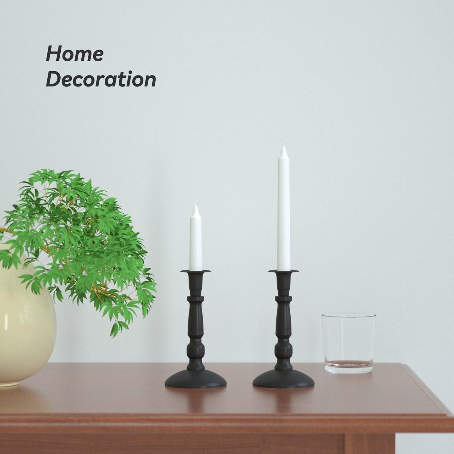 Matte Black Skinny Taper Candle Holder - Iron Slim Candle Stand for 7/8" Candles, Elegant Table Centerpiece for Home Decor and Farmhouse Table - 7"