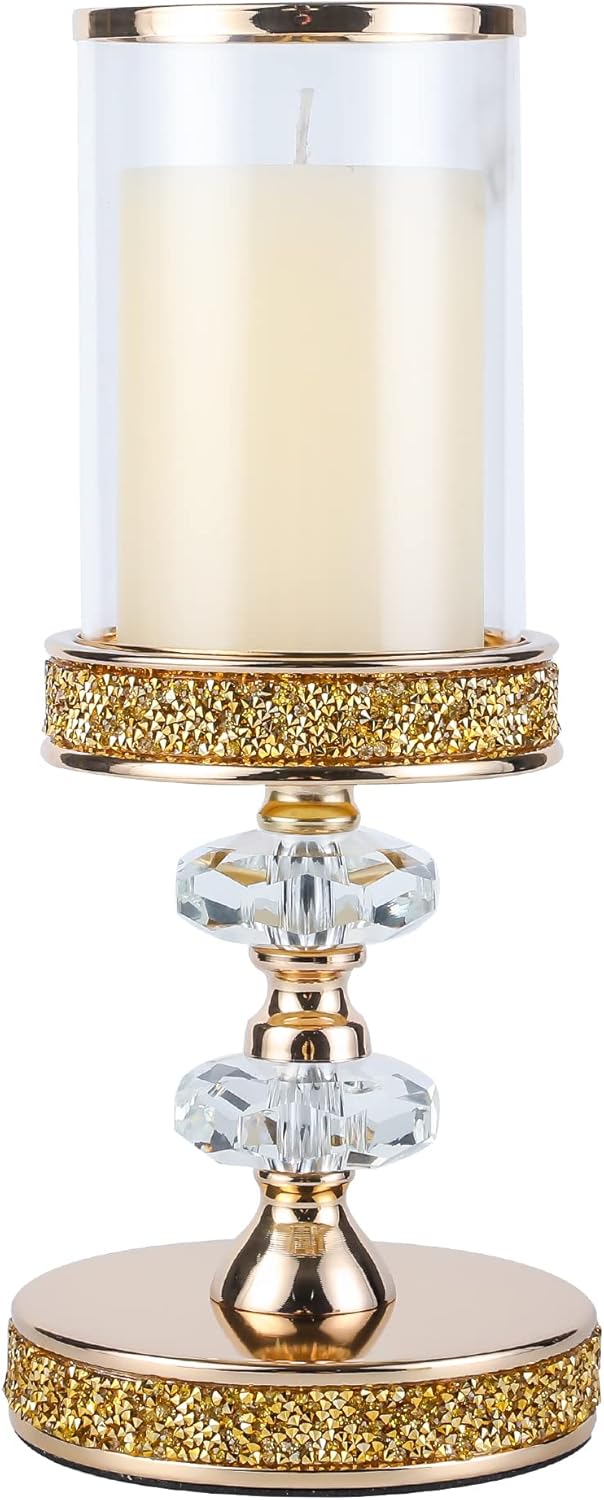 Candle Holder, Pillar Candle Holders, Crystal Candlesticks Holder for Wedding, Parties, Events, Chirstmas,Home Decor, Table Centerpieces CH028D (M)