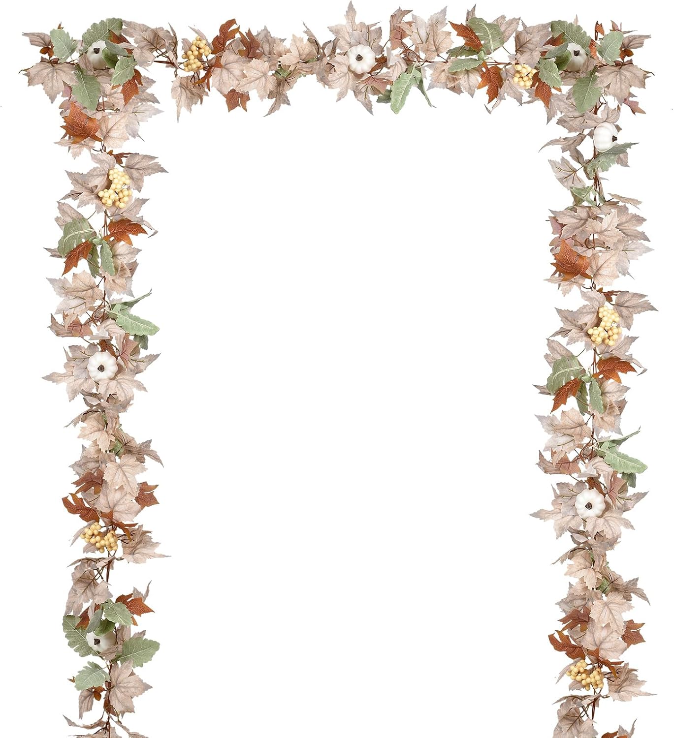 Lvydec 2 Pack Fall Maple Garland - 5.9ft/Piece Artificial Fall Foliage Garland Colorful Autumn Decor for Home Wedding Party (White&Green)