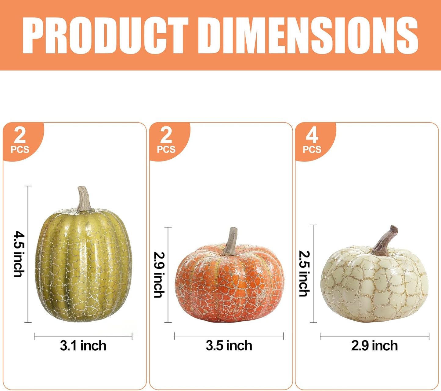 8Pcs Fake Pumpkins Fall Thanksgiving Decorations,Assorted Colors Plastic Pumpkins Home Decor, Artificial Mini Pumpkin for Decorating Autumn Harvest Outdoor Indoor Decor Centerpiece Table Decorations