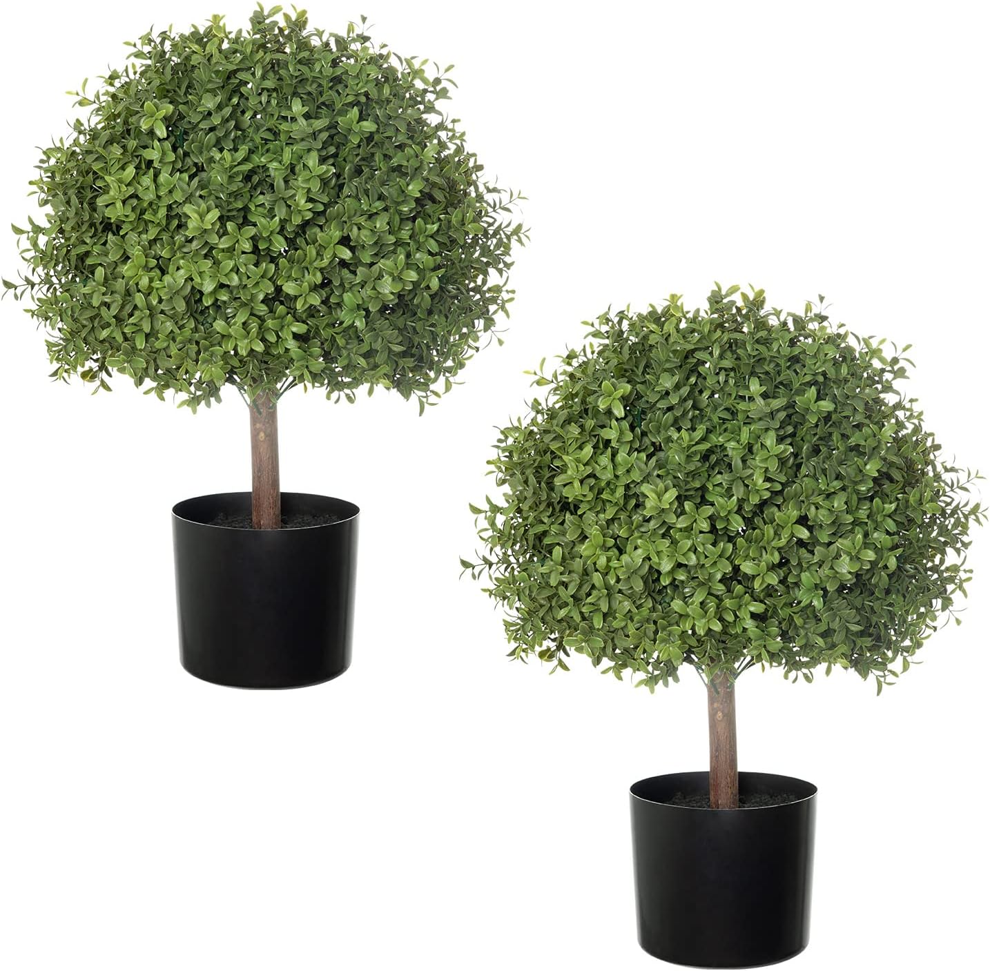 2 Pack 24.5inch Artificial Topiary Ball Plants, Faux Boxwood Ball in Pot, Fake Outdoor Plant for Front Door Decor, Home Decor, Garden, Wedding Decor
