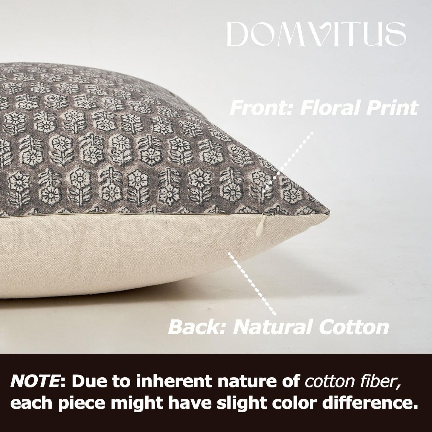 DOMVITUS Floral Pillow Covers Set of 2, Throw Pillow Covers 18x18, Floral Print Neutral Accent Decorative Pillow Covers for Living Room, Bed, Light Taupe